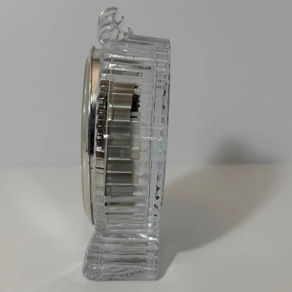 Oval Fifth Avenue Crystal Ltd Quartz Desk Clock w/ Roman Numerals & Clear Glass